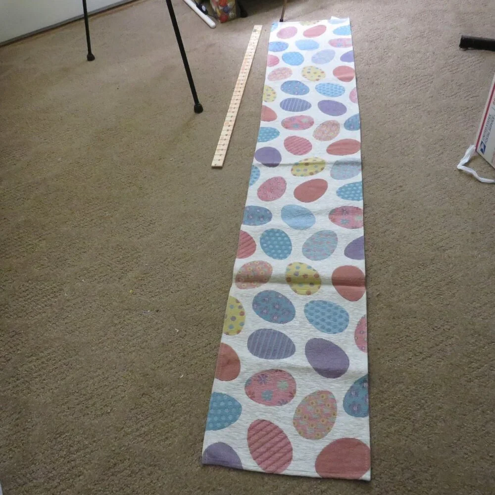 Easter Spring White with Eggs 13x72 in 6 ft Table Runner
